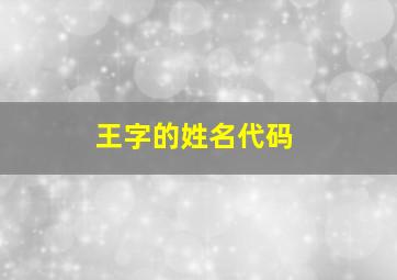 王字的姓名代码