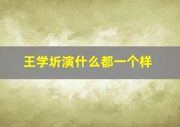 王学圻演什么都一个样