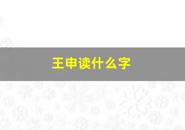 王申读什么字