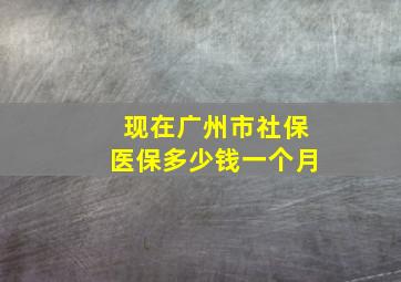 现在广州市社保医保多少钱一个月