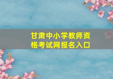 甘肃中小学教师资格考试网报名入口