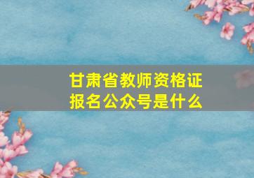 甘肃省教师资格证报名公众号是什么