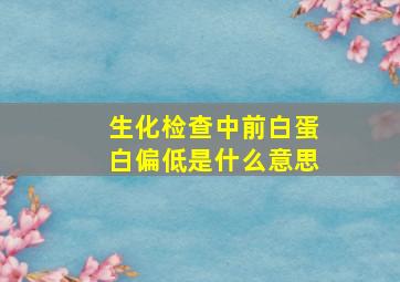 生化检查中前白蛋白偏低是什么意思