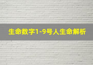 生命数字1-9号人生命解析