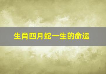 生肖四月蛇一生的命运