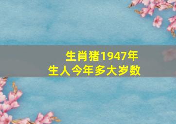 生肖猪1947年生人今年多大岁数