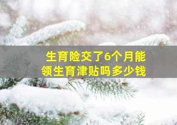 生育险交了6个月能领生育津贴吗多少钱