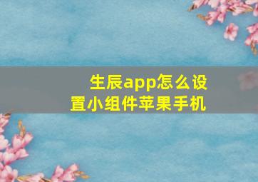 生辰app怎么设置小组件苹果手机