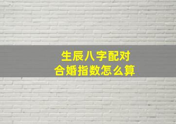 生辰八字配对合婚指数怎么算