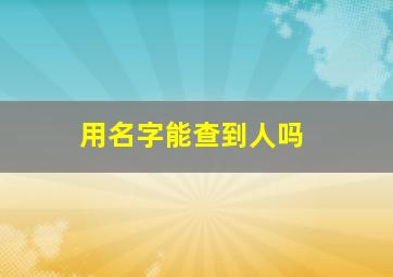 用名字能查到人吗