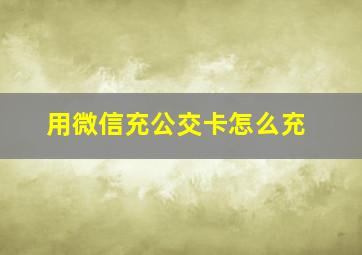 用微信充公交卡怎么充