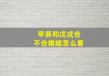 甲辰和戊戌合不合婚姻怎么看