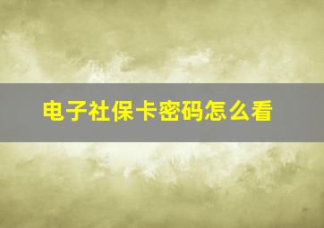 电子社保卡密码怎么看