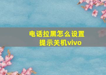 电话拉黑怎么设置提示关机vivo