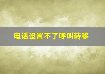 电话设置不了呼叫转移