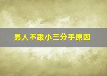 男人不跟小三分手原因