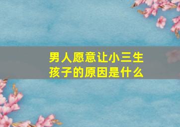 男人愿意让小三生孩子的原因是什么