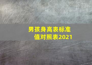 男孩身高表标准值对照表2021