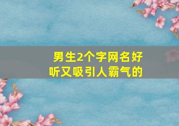 男生2个字网名好听又吸引人霸气的