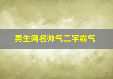 男生网名帅气二字霸气