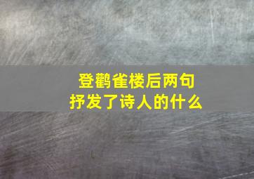 登鹳雀楼后两句抒发了诗人的什么