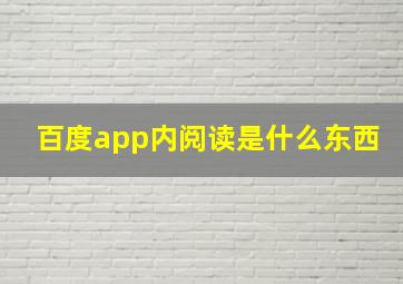 百度app内阅读是什么东西