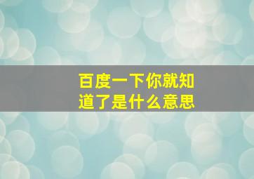 百度一下你就知道了是什么意思