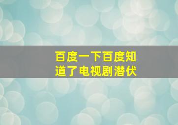 百度一下百度知道了电视剧潜伏