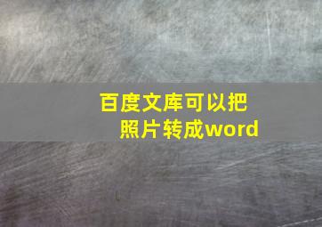 百度文库可以把照片转成word