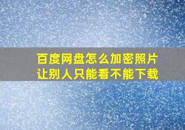 百度网盘怎么加密照片让别人只能看不能下载