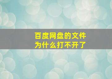 百度网盘的文件为什么打不开了