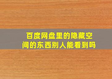 百度网盘里的隐藏空间的东西别人能看到吗