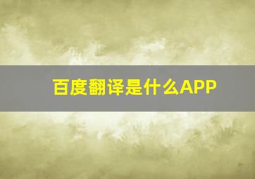 百度翻译是什么APP