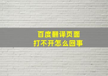 百度翻译页面打不开怎么回事