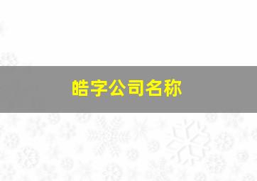 皓字公司名称