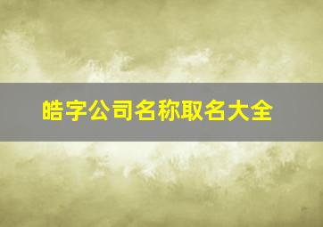 皓字公司名称取名大全