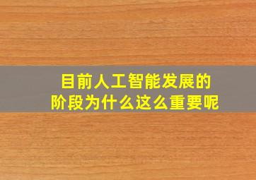 目前人工智能发展的阶段为什么这么重要呢