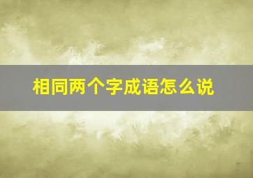 相同两个字成语怎么说