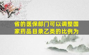 省的医保部门可以调整国家药品目录乙类的比例为