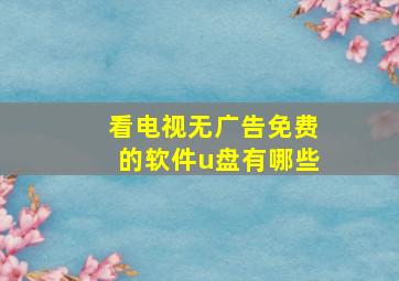 看电视无广告免费的软件u盘有哪些