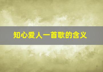 知心爱人一首歌的含义