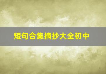 短句合集摘抄大全初中