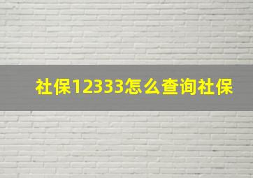 社保12333怎么查询社保