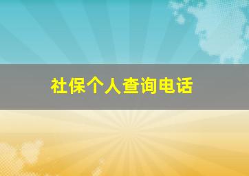 社保个人查询电话