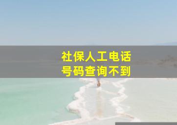 社保人工电话号码查询不到