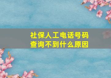 社保人工电话号码查询不到什么原因