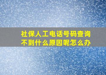 社保人工电话号码查询不到什么原因呢怎么办