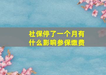 社保停了一个月有什么影响参保缴费