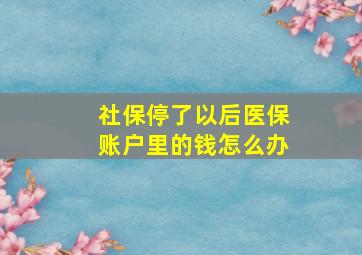 社保停了以后医保账户里的钱怎么办