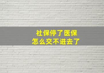 社保停了医保怎么交不进去了